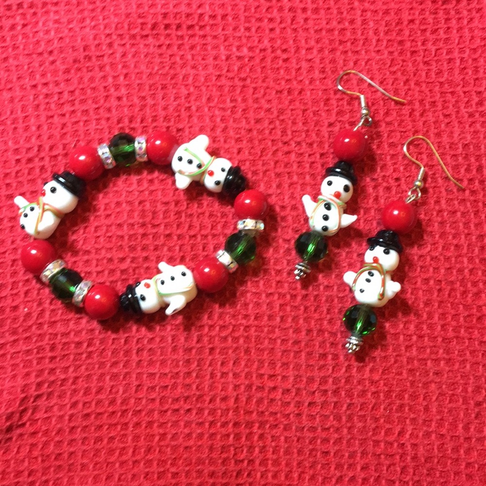 Snowman bracelet & earrings